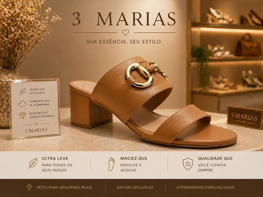 Sandália Salto Bloco - 3 Marias